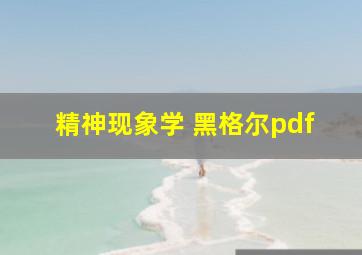 精神现象学 黑格尔pdf